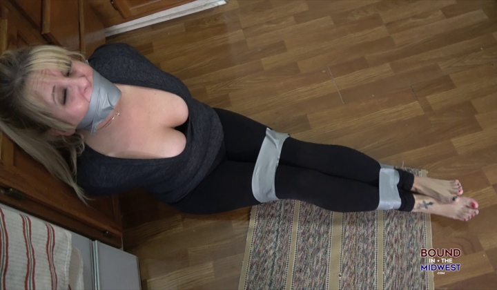 Mature Lolly Tied Up in the Kitchen