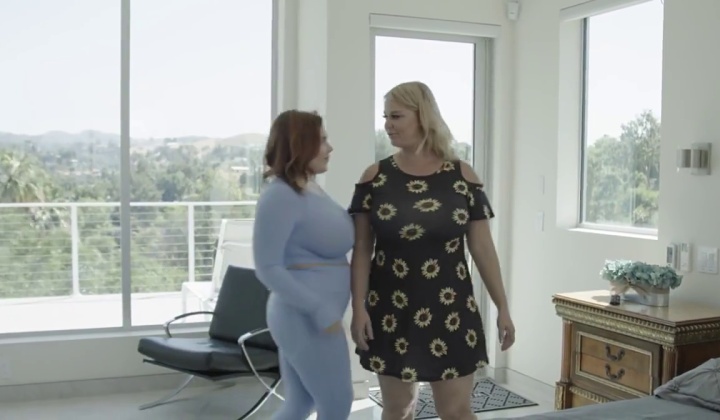 two hot sexy chubby mature lesbians scissoring huge tits  ?