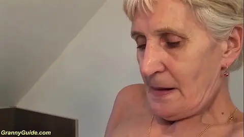 83-Year-Old Granny with Natural Breasts Enjoys Wild Kitchen Fuck by Stepson