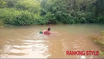 Mature Ebony Banging by River with Monster Cock