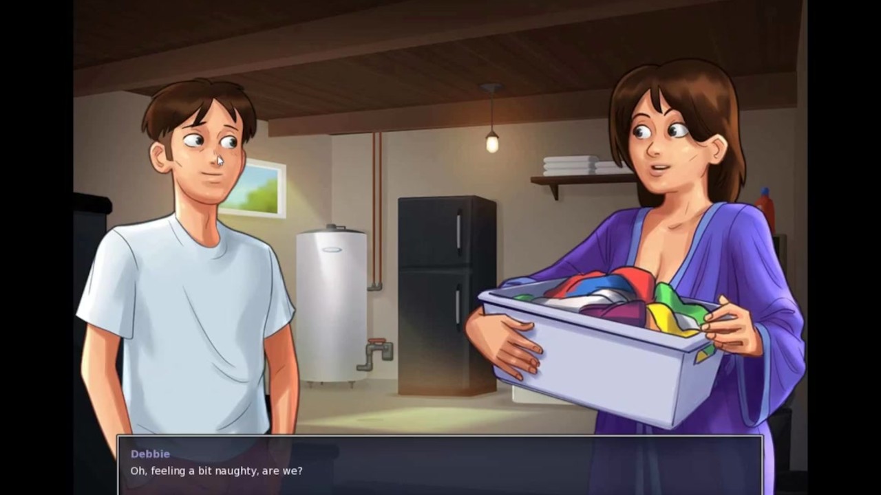 Debbie Brunette Milf Heats Up Laundry Day